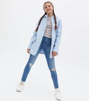 New Look Girls Pale Blue Pocket Front Hooded Anorak